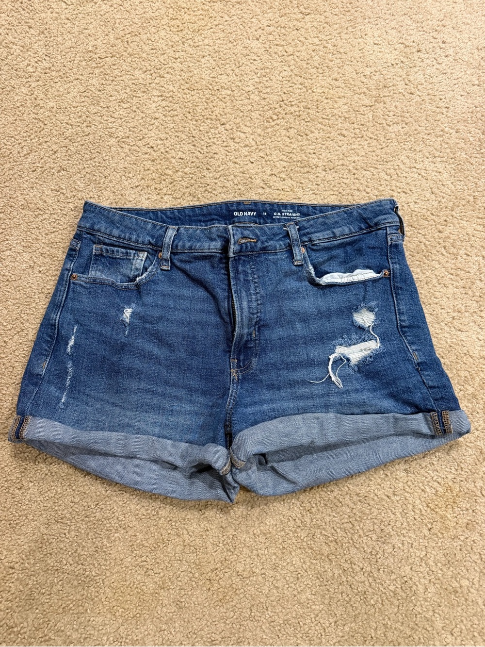 Old Navy Blue Rolled-Cuff Distressed Denim Shorts